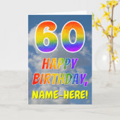 Regenboogblik "60" & "HAPPY BIRTHDAY", wolken, Sky Kaart (Gele Bloem)