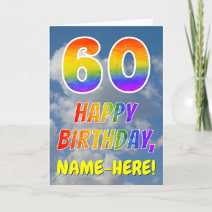 Regenboogblik "60" & "HAPPY BIRTHDAY", wolken, Sky Kaart