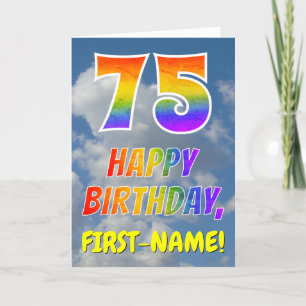 Regenboogblik "75" & "HAPPY BIRTHDAY", wolken, Sky Kaart