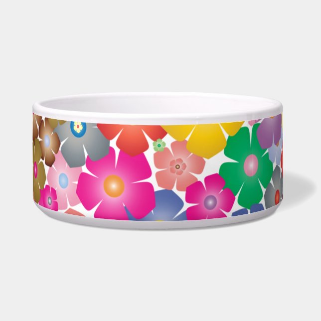 regenboogbloemen kattenvoer kom (Voorkant)