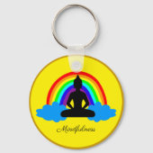 Regenboogboeddha & Mindfulness, Meditatie / Yoga Sleutelhanger (Voorkant)