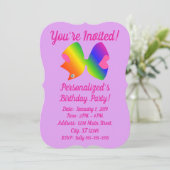 Regenboogboeg - Roze en Paarse meiegenbow Birthday Kaart (Staand voorkant)