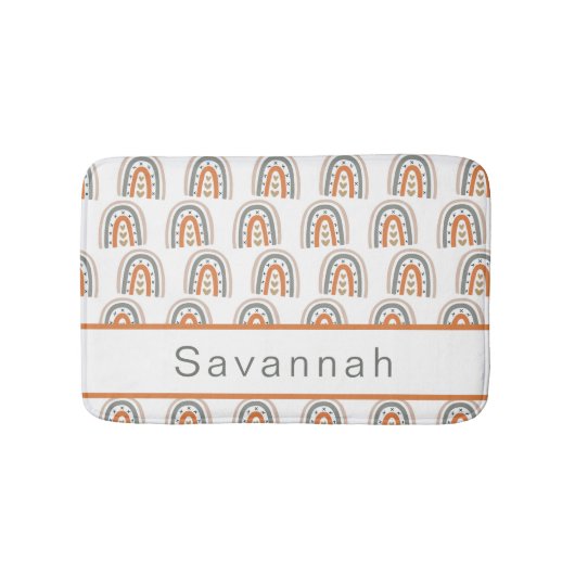 Regenboogboho bruin beige grijs meisje badmat (Voorkant)