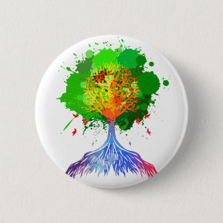 Regenboogboom van het leven ronde button 5,7 cm