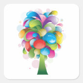 Regenboogboom Vierkante Sticker (Voorkant)