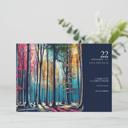 Regenboogbos Save The Date (Staand voorkant)