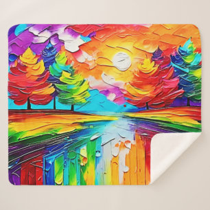 Regenboogbos Zonsondergang Dromen Sherpa Deken