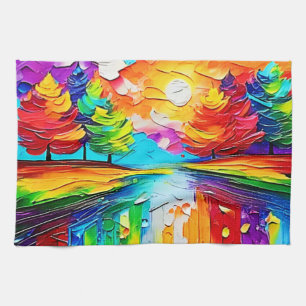 Regenboogbos Zonsondergang Dromen Theedoek