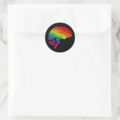 Regenboogbrain Ronde Sticker (Tas)