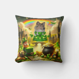 Regenboogbrug Sable Collie op St. Patrick's Day Kussen