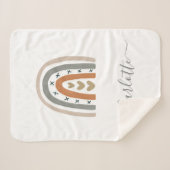 Regenboogbruin beige grijs witte boho kweekt schat sherpa deken (Voorkant (horizontaal))