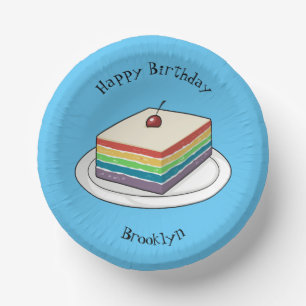 Regenboogcake cartoon illustratie papieren kommen