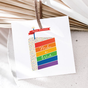 Regenboogcake Happy Verjaardag Wens Een Wens Cadea Bedankjes Labels