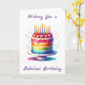 regenboogcake | Ik wens je een fantastische verjaa Kaart (Gele Bloem)