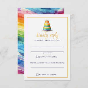 RegenboogCake RSVP Kaartje