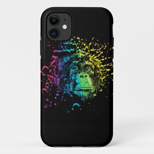 Regenboogchimpansee op Black Hoesje-Mate iPhone Ca Case-Mate iPhone Case (Achterkant)
