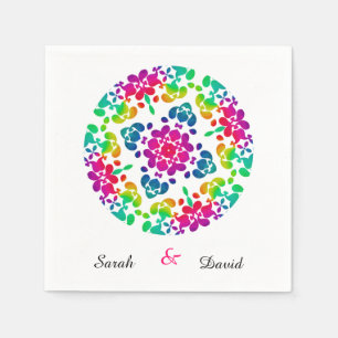 regenboogcirkel van bloemen gepersonaliseerd servetten