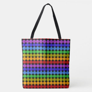 Regenboogcirkels met zwarte stippen draagtas