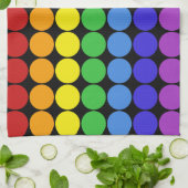 Regenboogcirkels met zwarte stippen theedoek (Gevouwen)