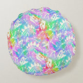 Regenboogdinosaurus Fossiele Kinderen Rond Kussen (Achterkant)