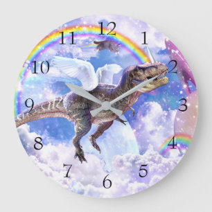 Regenboogdinosaurus unicorn dinocorn grote klok