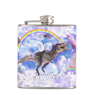 Regenboogdinosaurus unicorn dinocorn heupfles