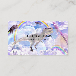 Regenboogdinosaurus unicorn dinocorn visitekaartje