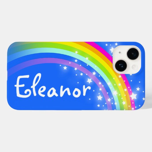 Regenboogdouane voegt jouw naam blauwe lucht toe Case-Mate iPhone case (Achterkant (horizontaal))