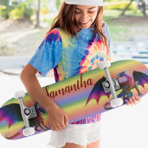 Regenboogdraak Gepersonaliseerde Naam Skateboard
