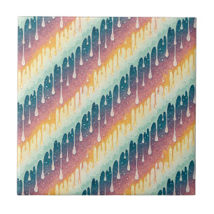 Regenboogdruppel Abstract Kleurrijk Vloeibaar Kuns Tegeltje
