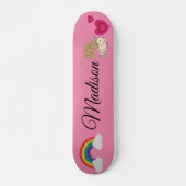 Regenboogeenhoorn met een grijs hart. skateboard (Voorkant)