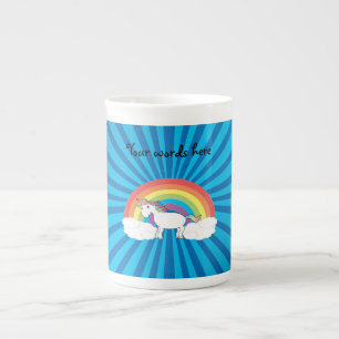 Regenboogeenhoornblauw uitbarsting porselein kop