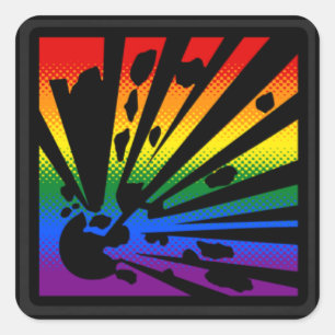 Regenboogexplosie Vierkante Sticker