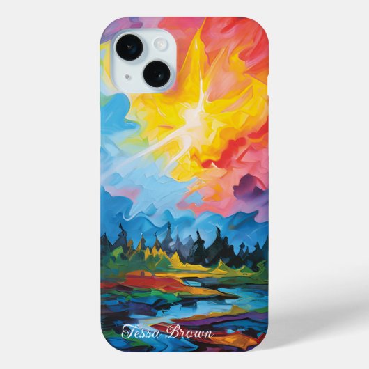  regenboogexpressionisme rivierlandschap Case-Mate iPhone case (Achterkant)