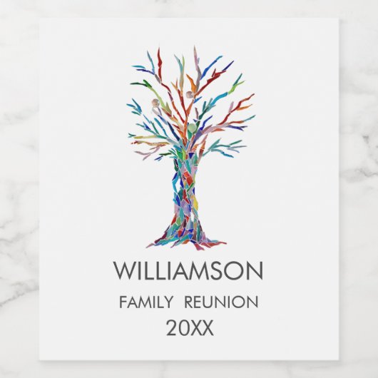 Regenboogfamilie voor gezinshereniging wijn etiket (Enkel label)