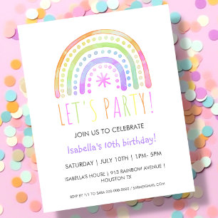 Regenboogfeest Verjaardag Budget Invitation