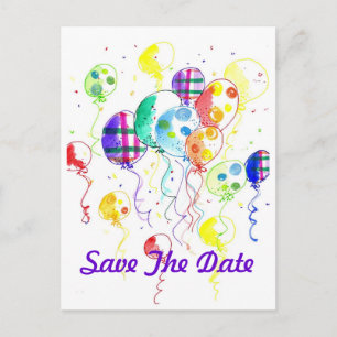 Regenboogfeest voor ballonnen viert Confetti Aankondigingskaart