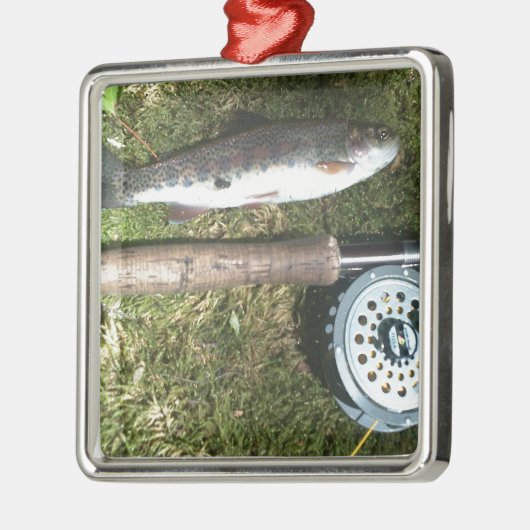 regenboogforel en vliegreel metalen ornament (Links)