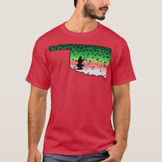 Regenboogforel Fly Fish Oklahoma State Kaart Fly F T-shirt