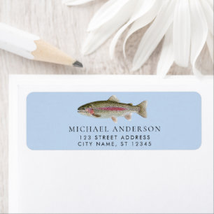 Regenboogforel - Fly Fisherm Retouradreslabel Etiket