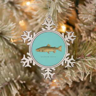 Regenboogforel Sneeuwvlokje Omlijst Ornament