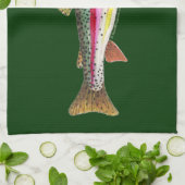 Regenboogforel vis theedoek (Gevouwen)