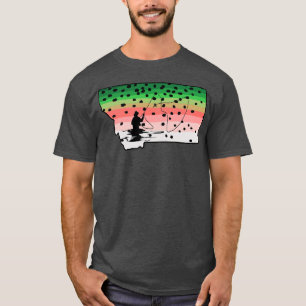 Regenboogforel Vlieg Vis Montana State Kaart Vlieg T-shirt