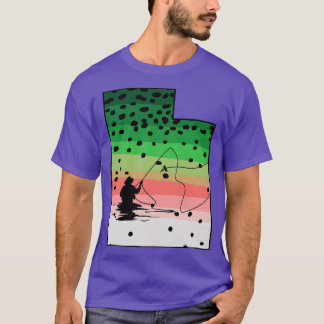 Regenboogforel Vlieg Vis Utah State Kaart Vliegen T-shirt