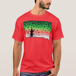 Regenboogforel Vlieg Vis Zuid-Dakota State Kaart V T-shirt