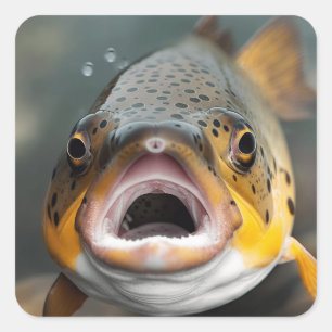 Regenboogforel vliegen Gevist Vierkante Sticker