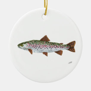 Regenboogforel zwemmen keramisch ornament