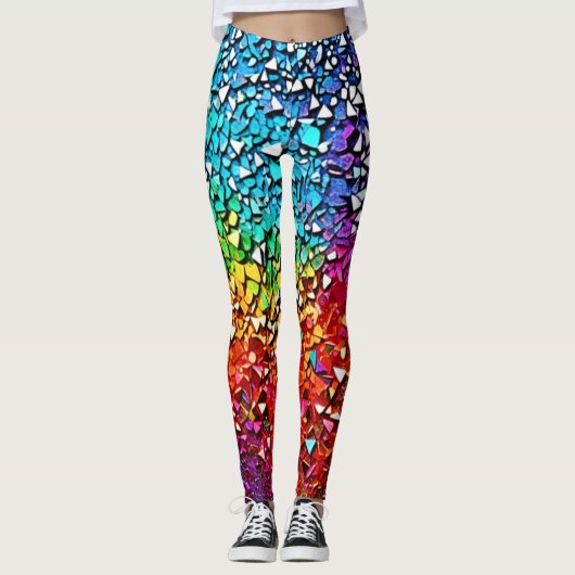 regenboogfragmentmozaïek leggings (Voorkant)
