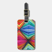 Regenbooggeometrische optische kunst bagagelabel (Voorkant verticaal)