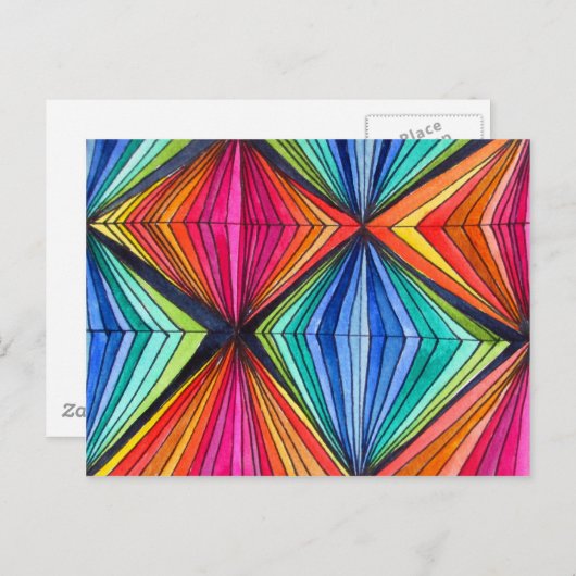 Regenbooggeometrische optische kunst briefkaart (Voorkant / Achterkant)